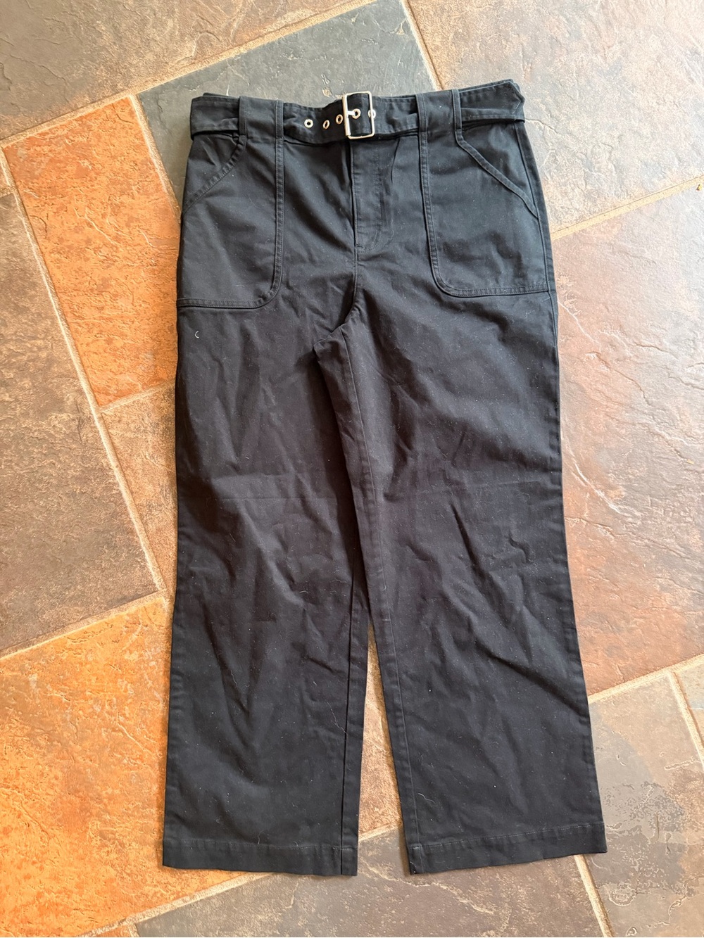 Loft Black High Waisted Belted Wide Legged Pants